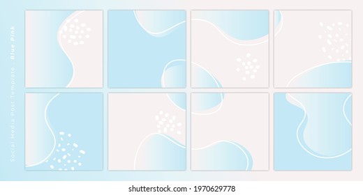 Social Media post template. Set of social media template with pink blue feminine design. Good template for online advertising template.