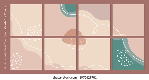 Social Media post template. Set of social media template with abstract women design. Good template for online advertising template.