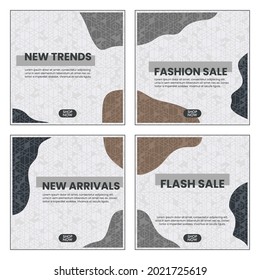 Social media post template set abstract geomatric background Vector Image