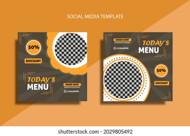 social media post template set food banner