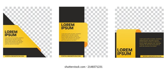 social media post template set with yellow and black color. vector illustration