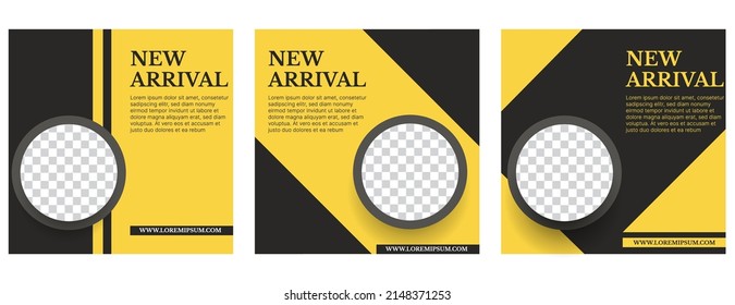 social media post template set with yellow and black color