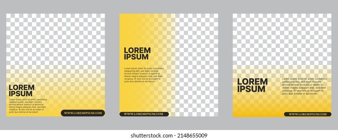 social media post template set with yellow and black color