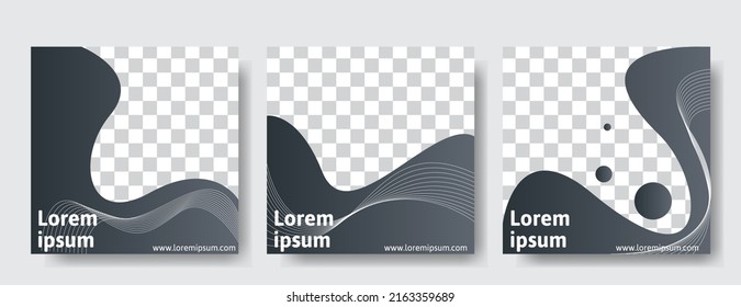 social media post template set with black color