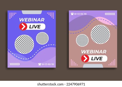 Social media post template. Set of Social media with soft color design. Vector illustration of Webinar invitation banner