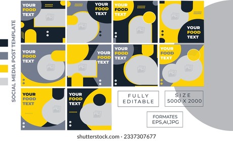 social media post template set with Blue Earth , Storm Grey , Vivid yellow 