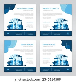 Social media post template set which shows the contribution of healthcare professionals in men's health issues such as prostate cancer or testicular cancer