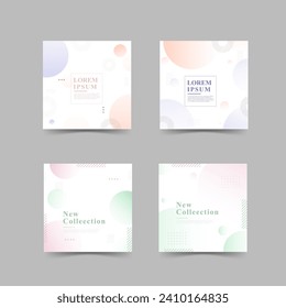 Social media post template, set collection, abstract , geometric, circle effect , memphis style. vector