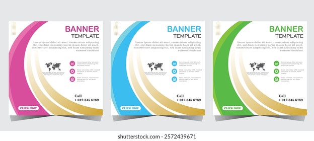 Social media post template. Set of social media with gold permium wave design. Vector illustration of Webinar invitation banner. simple template for online advertising design.