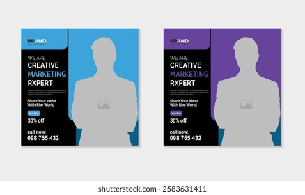 Social media post template set Pro, Healthcare Social media post design bundle, digital marketing social media post banner