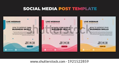 Social media post template. Set of Social media with color choice design. Vector illustration of Webinar invitation banner. good template for online advertising design.