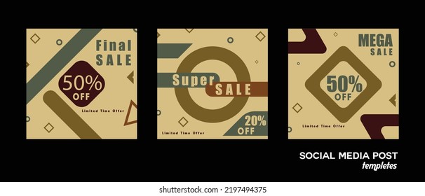 Social media post template with a simple objects brown trendy typography