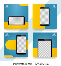 social media post template with smartphone mockup