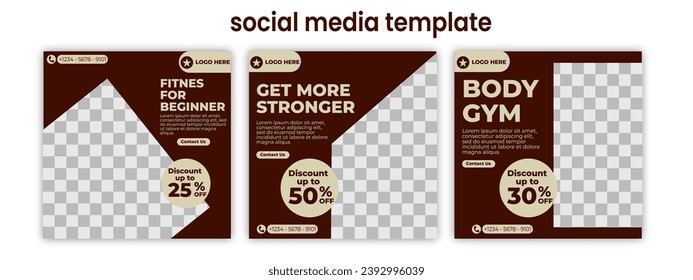 Social media post template for sport, Gym, Fitness, and Workout. Suitable for social media post, and web ads