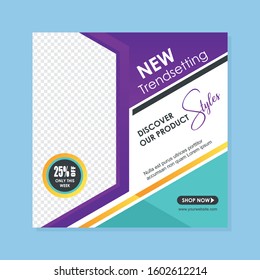 Social media post template With square Design. suitable for fashion sale promotion, social media mobile apps and digital marketing