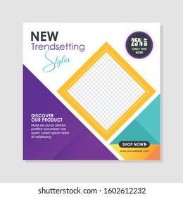 Social media post template With square Design. suitable for fashion sale promotion, social media mobile apps and digital marketing