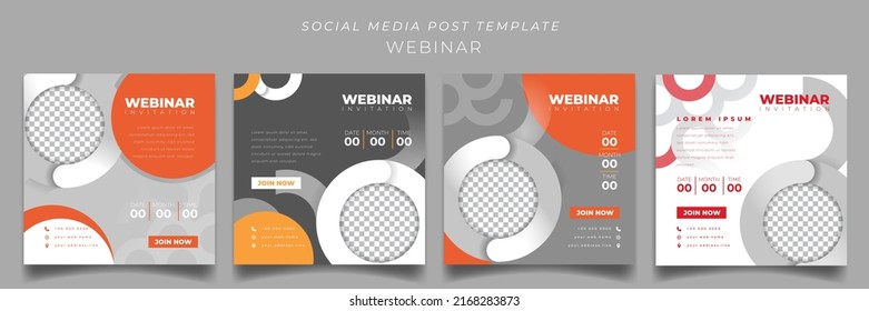 Social Media Post Template In Square Background With Circle Design For Webinar Invitation Design