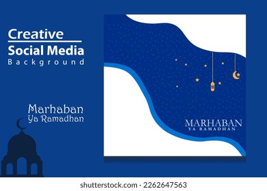 plantilla de publicación de medios sociales en fondo cuadrado con diseño de ornamento simple para Eid Mubarak. Buena plantilla para el diseño de la celebración islámica.
