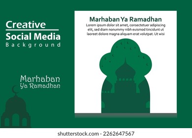 social media post template in square background with simple ornament design for Eid Mubarak. Good template for islamic celebration design.

