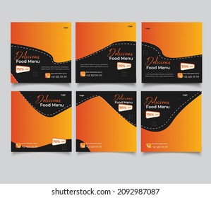 plantilla de publicación en medios sociales. Adecuado para Social Media Post Restaurant y Promoción culinaria.
