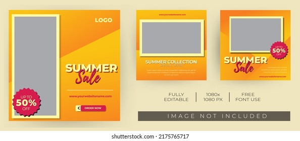 Social media post template for Summer sale day. Modern and Unique for online promotional. - Vector Template