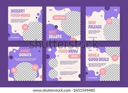 Social media post template. Sweet food and dessert themed vector design for digital promotional needs.