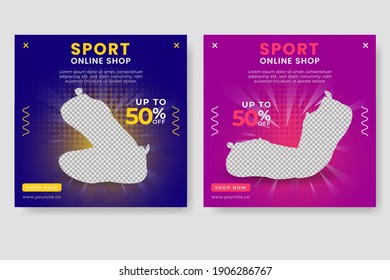 Social media post template that suitable for shoes promotion sale. Good for social media post stories, banner, poster or on web ads and online shop with photo collage.