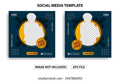 social media post template themed happy shoping