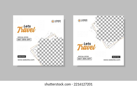 Social Media Post Template for Travel sale Free Vector