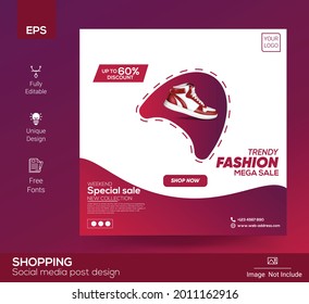 Social media post template with trendy gradient colors. Vol.1. Eps.10