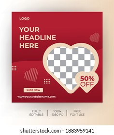 Social media post template for valentine's day. Modern and Unique for online promotional. -Vector Template