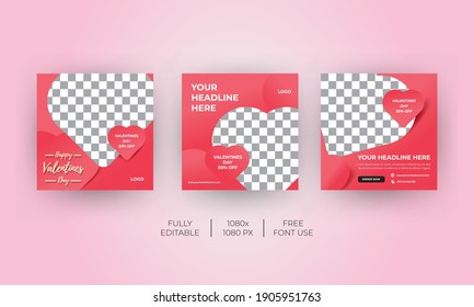 Social media post template for valentine's day. Modern and Unique for online promotional. -Vector Template