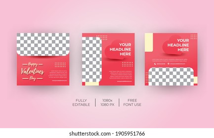 Social media post template for valentine's day. Modern and Unique for online promotional. -Vector Template