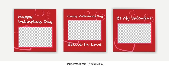 Social media post template for valentines day. Card template for valentines day.