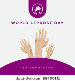 social media post template vector for world leprosy day greeting card design