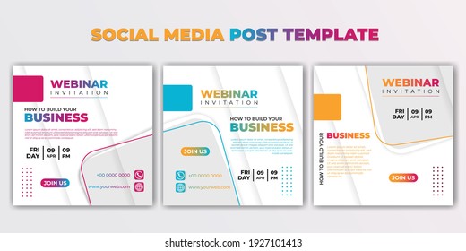 Social media post template vector illustration. set of social media template with colorful design. good template for online advertisement design.