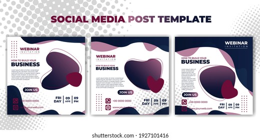 Ilustración vectorial de plantilla de publicación de medios sociales. conjunto de plantillas de medios sociales con diseño blanco y violeta. buena plantilla para el diseño de anuncios en línea.