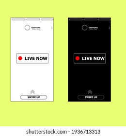 Social Media Post Template Vector. Live Now Concept. Live Streaming. Instagram Live Broadcast Template. Instagram Story, Ui Ux Broadcasting Story Live. Youtube, Twitch, Discord. Streaming Notif. 