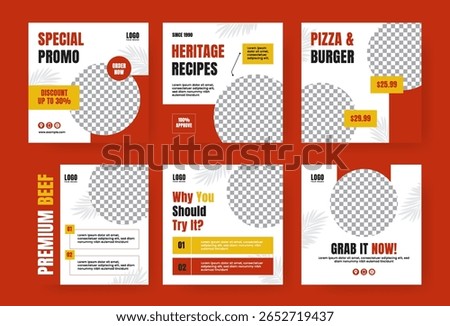 Social media post template. Vector poster design, for fast food promotion needs. burger, pizza, fried chicken or pasta.