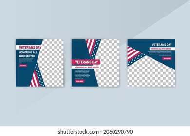 Social media post template for veterans day.