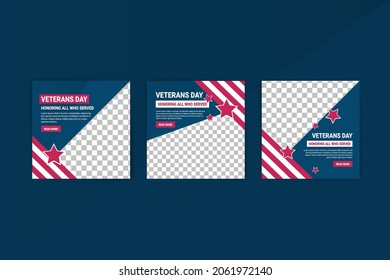 Social media post template for veterans day.