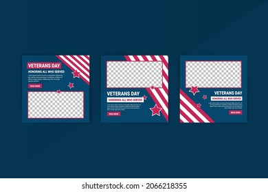 Social media post template for veterans day.