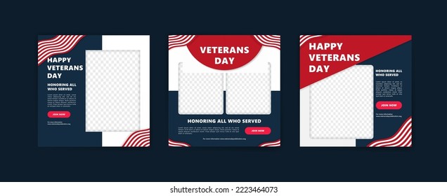 Social media post template for veterans day