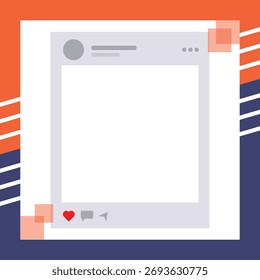 Social media post template with vibrant orange and blue accents, perfect for showcasing content and engaging audiences