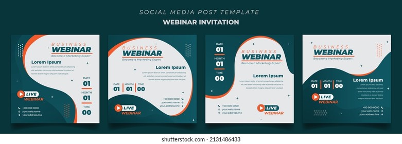 Social Media Post Template With Waving Green And Orange For Online Advertising