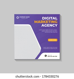 Social media post template web banner,  ad for digital marketing agency, promotional ads, colorful unique square flyer vector design professional illustration