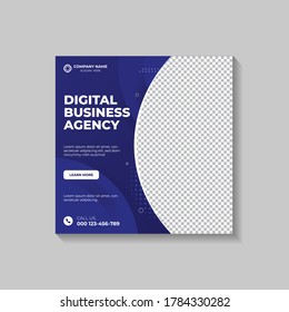 Social media post template web banner,  ad for digital marketing agency, promotional ads, colorful unique square flyer vector design professional illustration