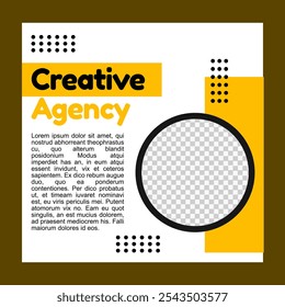 social media post template with white and yellow color for business promotion.