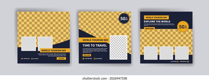 Social media post template for world tourism day promotion.