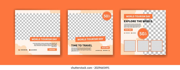 Plantilla de publicación de medios sociales para la promoción del Día Mundial del Turismo.